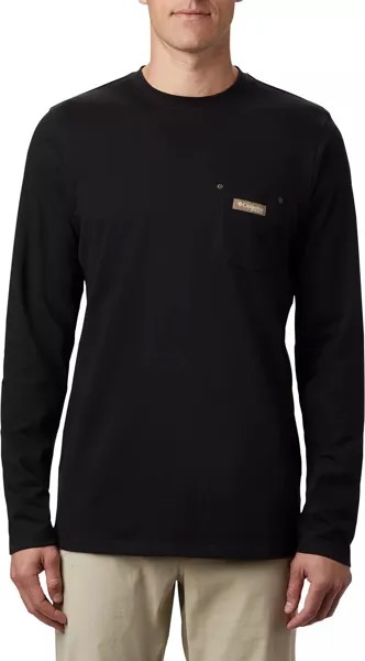 Мужская рабочая футболка Columbia PHG Roughtail Work с карманами и длинными рукавами, черный