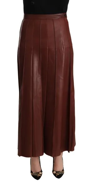 TER ET BANTINE Юбка Темно-красная кожаная плиссированная юбка с высокой талией. IT44/US10/л $1000