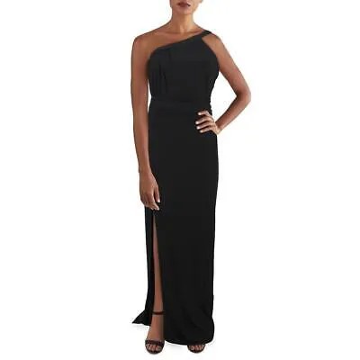 Женское черное вечернее платье Halston со рюшами и разрезом спереди XS BHFO 9344