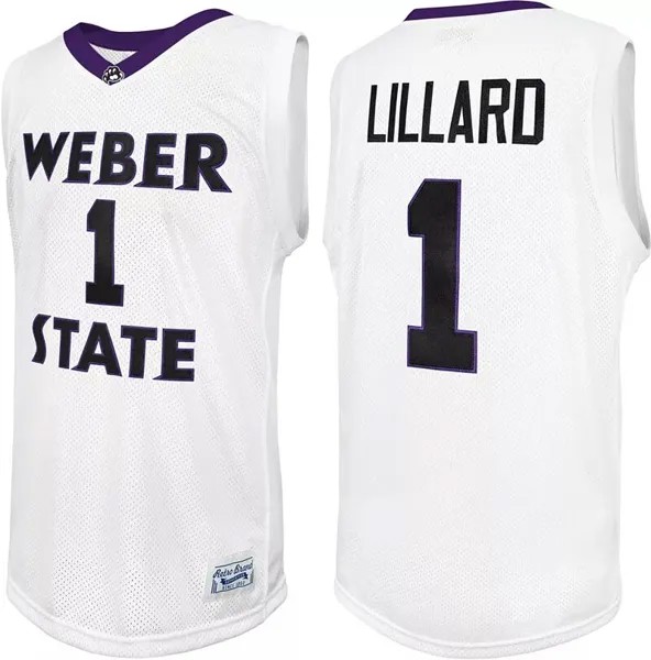 Оригинальный Retro Brand для мужчин Weber State Wildcats белый Дэмиан Лиллард реплика баскетбольная майка