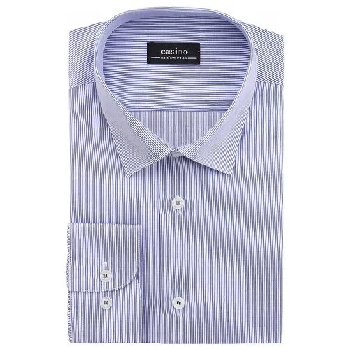 Рубашка Casino, повседневный стиль, полуприлегающий силуэт, длинный рукав, манжеты, размер 186-194/39, голубой