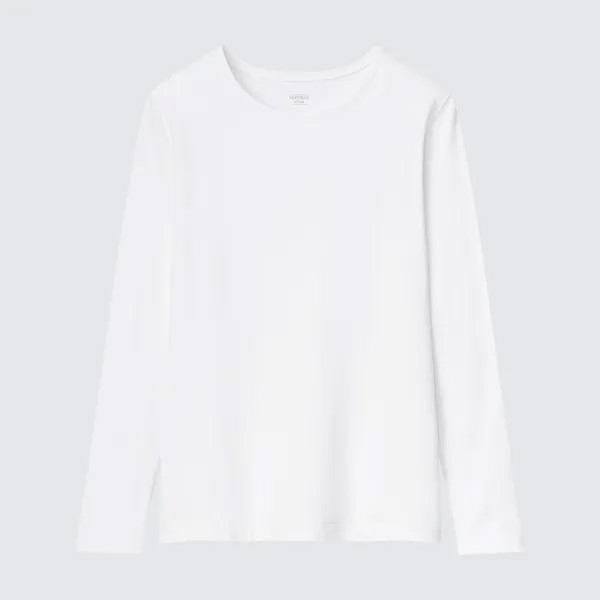 Женская футболка Uniqlo Duo Shu Nuan HEATTECH с круглым вырезом, жемчужно-белый
