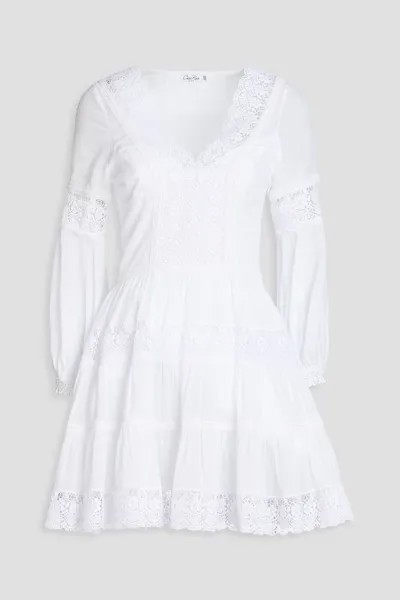 Платье мини Violette из муссалина с кружевной отделкой CHARO RUIZ IBIZA, белый