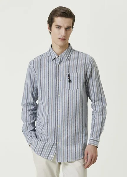 Рубашка с серым узором в полоску Scotch & Soda, синий