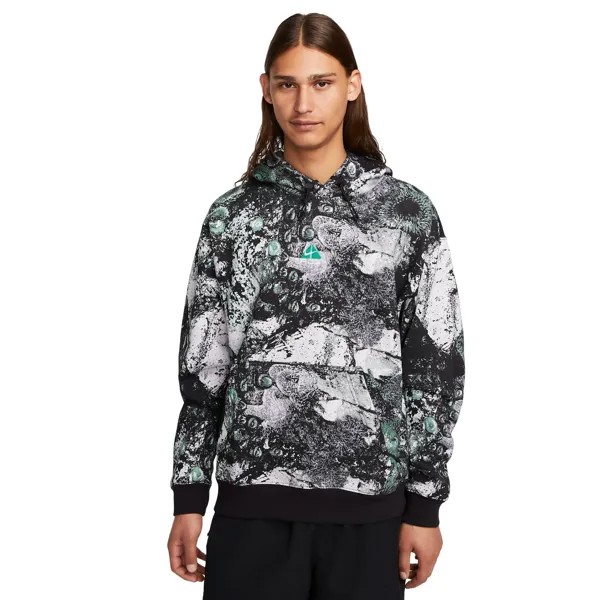 Худи Nike ACG Therma-Fit Tuff Fleece, черный/белый/зеленый