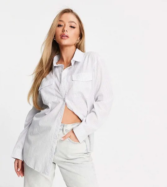 Белая рубашка в полоску с карманами Missguided-Белый