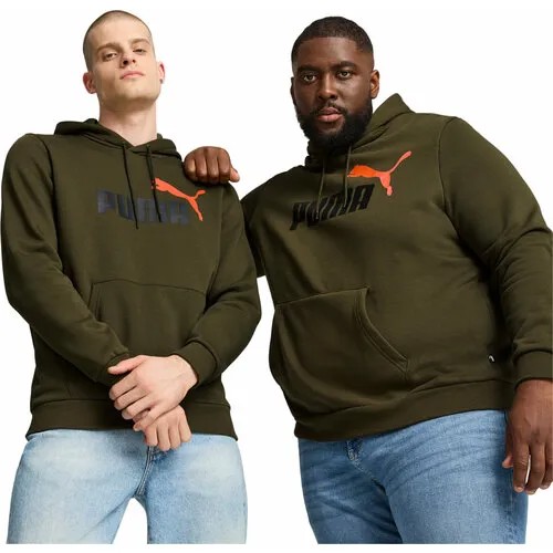 Худи PUMA ESSENTIALS+ 2 COL BIG LOGO FLEECE HOODIE, размер M, , зеленый