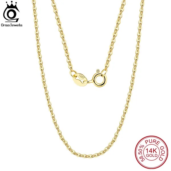 ORSA JEWELS 14K твердая Золотая 1,0/1,2 мм Бриллиантовая цепочка для кабеля ожерелье AU585 желтая/белая/Розовая золотая цепочка для шеи женские ювелирные изделия GC02