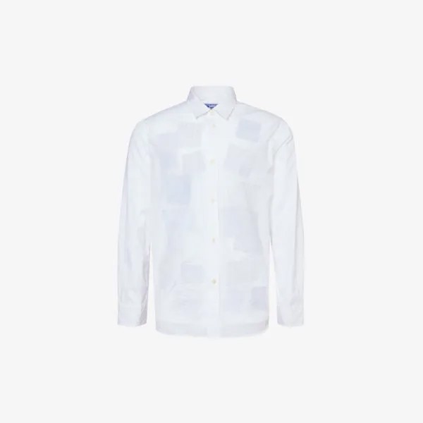 Рубашка свободного кроя из хлопкового поплина с аппликацией в стиле пэчворк Junya Watanabe, цвет whit sx wh