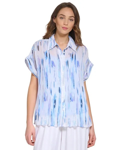 Женская рубашка с воротником-поло и короткими рукавами DKNY, мультиколор