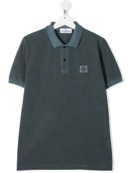 Stone Island Junior рубашка поло с нашивкой-логотипом