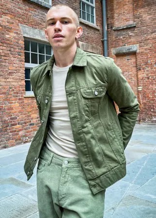 Джинсовая куртка классического кроя цвета хаки ASOS DESIGN-Зеленый