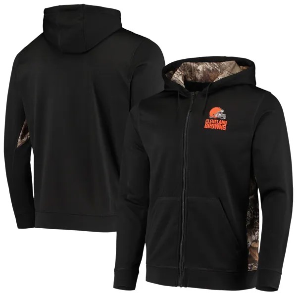 Мужская толстовка с молнией во всю длину из флиса Dunbrooke Black/Realtree Camo Cleveland Browns Decoy Tech Fleece