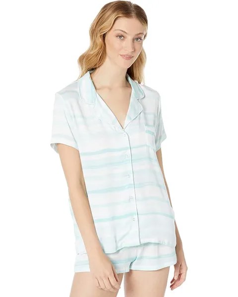 Пижамный комплект Splendid Woven PJ Set, цвет Washed Stripe Aqua