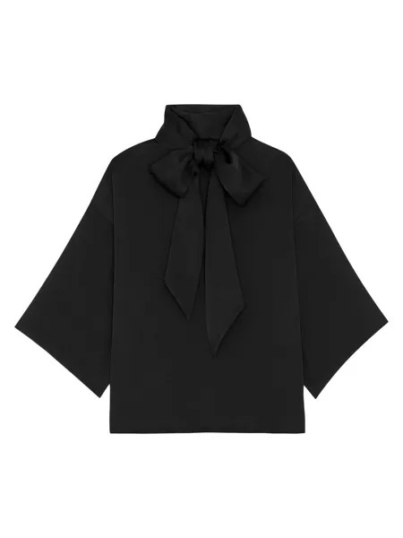 Блузка из креп-сатина Saint Laurent, черный