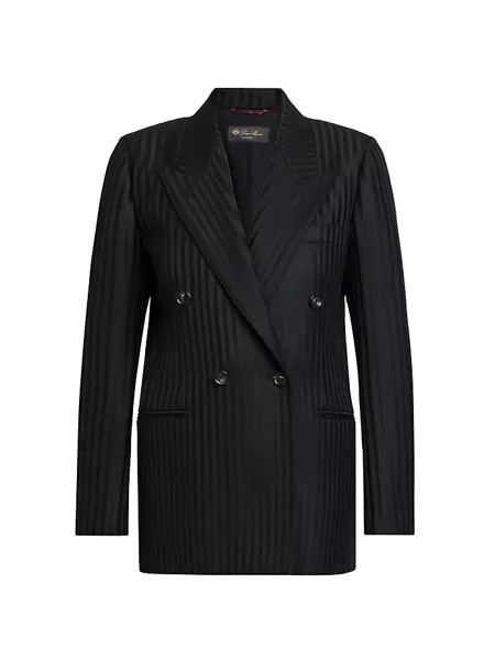 Полосатый шерстяной пиджак Giacca Aurora Loro Piana, черный