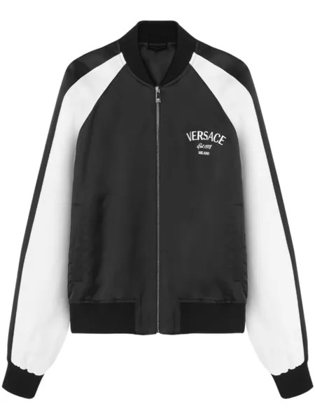 Versace бомбер с вышитым логотипом, черный