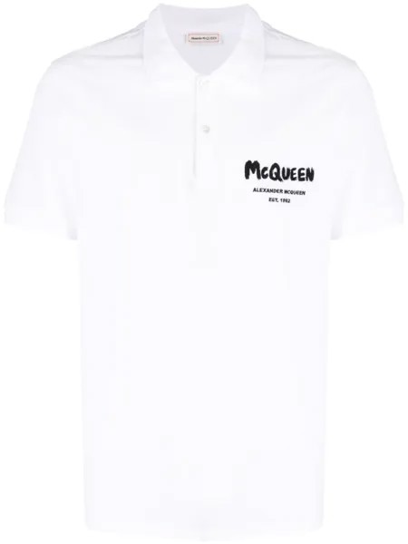 Alexander McQueen рубашка поло с вышивкой Graffiti, белый
