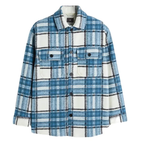 Куртка-рубашка H&M Relaxed Fit, бежевый-синий
