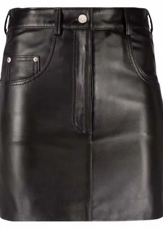 Manokhi кожаная юбка мини с карманами