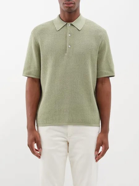 Рубашка-поло открытой вязки nolan из смесового хлопка Rag & Bone, зеленый