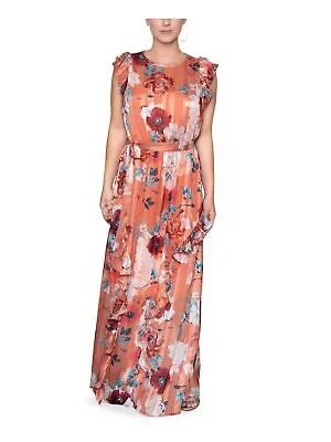 RACHEL RACHEL ROY Женское оранжевое вечернее платье макси с круглым вырезом и цветочным принтом с рюшами 6