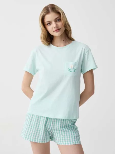 Короткая пижама с ромашками Ovs, цвет aqua green