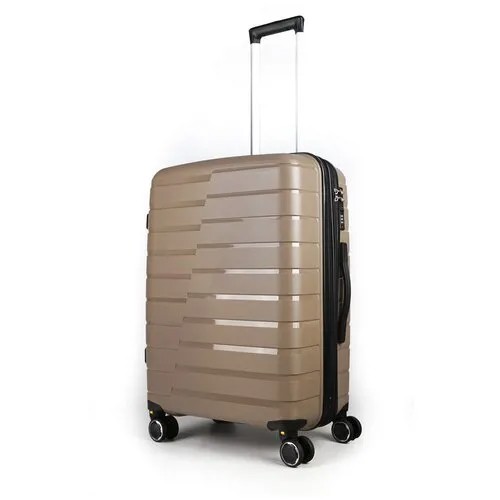 Чемодан Sweetbags средний из полипропилена с расширением на 4-х съемных колесах с TSA замком (10 полос) песочный