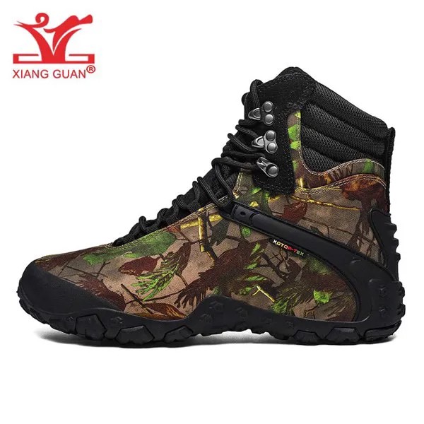 Мужские и женские походные ботинки XIANG GUAN, водонепроницаемая горная обувь, черная песчаная Военная камуфляжная уличная тактическая обувь для скалолазания и трекинга