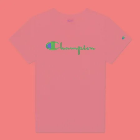 Женская футболка Champion Reverse Weave Script Logo Crew Neck, цвет розовый, размер M