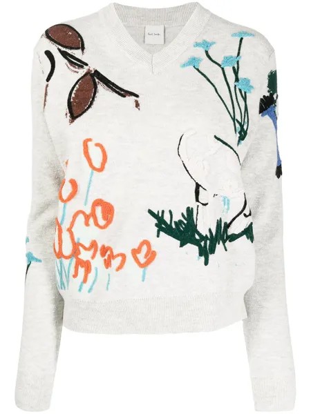 PAUL SMITH джемпер Forest Sketches с V-образным вырезом