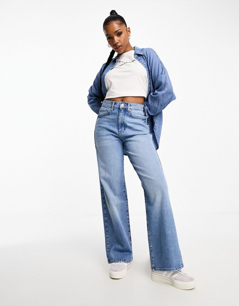 Vero Moda – Aware – Широкие джинсовые брюки голубого цвета, часть комплекта