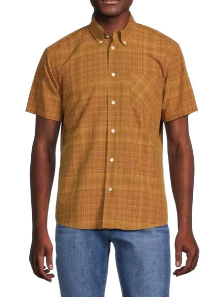 Рубашка стандартного кроя Tuscumbia в клетку из смесового льна Billy Reid, цвет Dark Tan