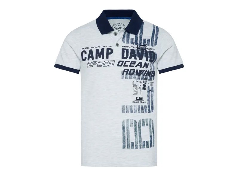 Мужская рубашка-поло Camp David с принтом, светло-серый