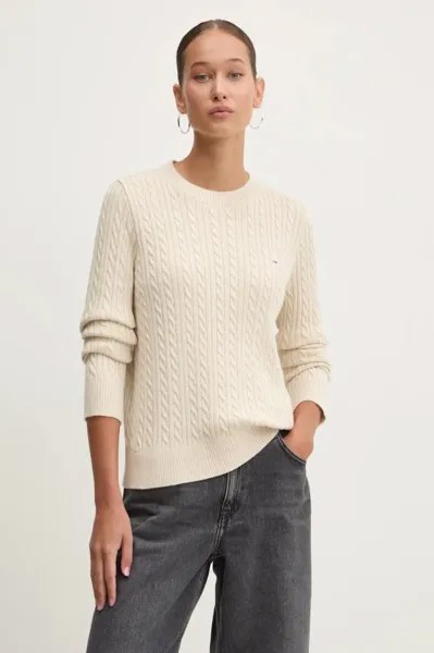 Хлопковый свитер Tommy Jeans, бежевый