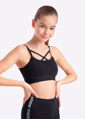 Чёрный спортивный топ для девочки Gloria Jeans