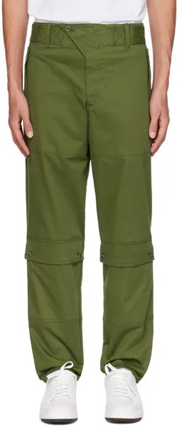 Зеленые брюки с карманами и клапанами Moschino