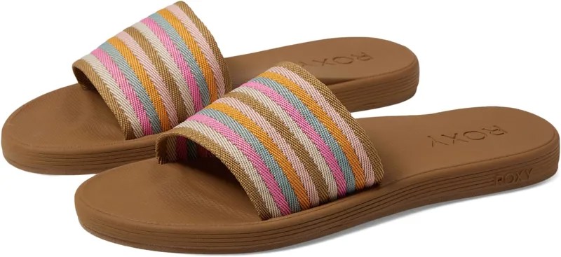 Сандалии на плоской подошве Beachie Breeze Sandals Roxy, цвет Tan/Crazy Pink