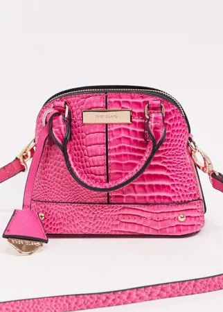 River IslandRiver Island croc-effect mini crossbody bag in pink-Розовый