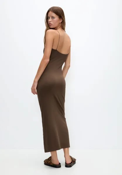 Платье из джерси Strappy PULL&BEAR, коричневое
