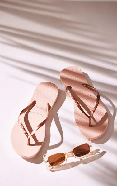 PrettyLittleThing Шлепанцы Розовое золото Havaianas Slim Crystal