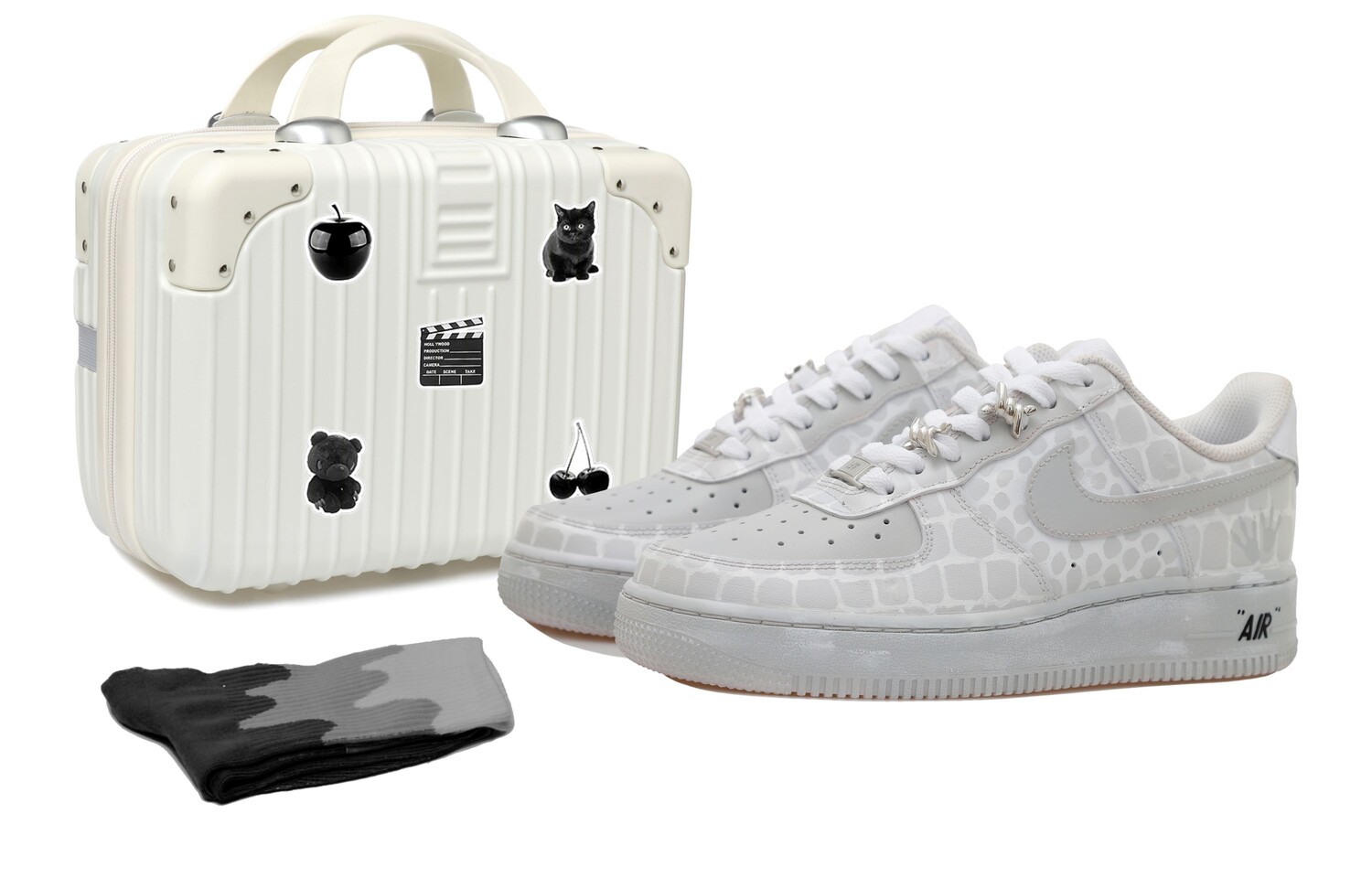 Кроссовки для скейтбординга Air Force 1 женские с низким верхом, белые/серые Nike