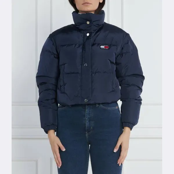 Пуховик 2 в 1, укороченный жилет со значком, пуховик укороченного кроя Tommy Hilfiger, синий