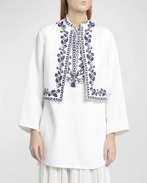 Жилет Antigua с вышивкой Dabney Loro Piana, цвет 1000 White