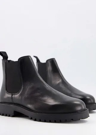 Черные кожаные ботинки челси на толстой подошве Walk London Sean-Черный цвет