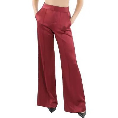 Красные атласные широкие брюки Alice and Olivia Dylan с высокой посадкой 2 BHFO 8780