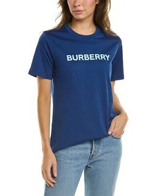 Burberry Женская футболка с логотипом, синяя, L