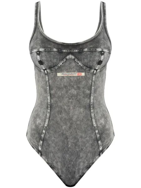 Diesel боди из денима Ufby, серый
