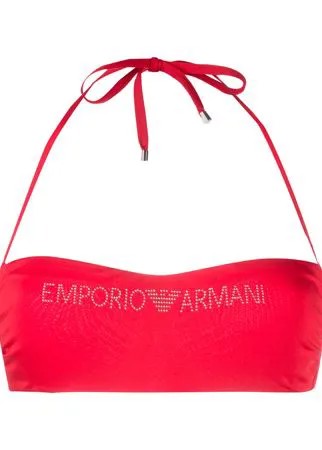 Emporio Armani лиф-бандо с логотипом и заклепками