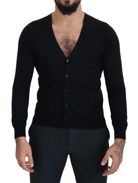 LANEUS свитер мужской черный шелковый кардиган на пуговицах с v-образным вырезом IT46/US36/S Рекомендуемая цена: 570 долларов США